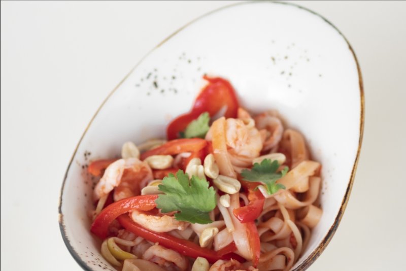 Лапша удон с креветками в сеульском соусе