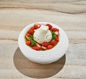 Буррата с ягодами и мятным соусом