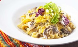 Паста Тальятелле в сливочно-грибном соусе